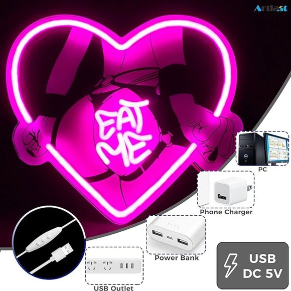 Anime Hentai Eat Me Heart Led Sign - Picture 3 of 5